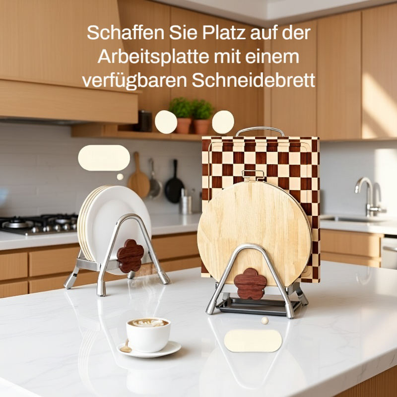 Multifunktionaler rustikaler dicker Buchenholz-Schneidebrettständer