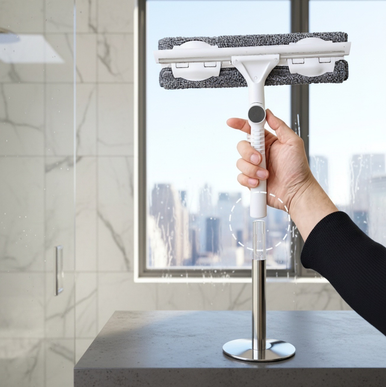 Verlängerbarer Fensterreiniger für hohe Fenster, Haushalt, doppelseitig