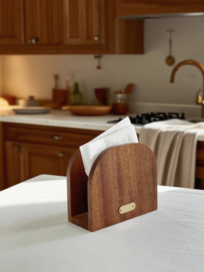 餐廳家居必備實木餐巾紙收納架
