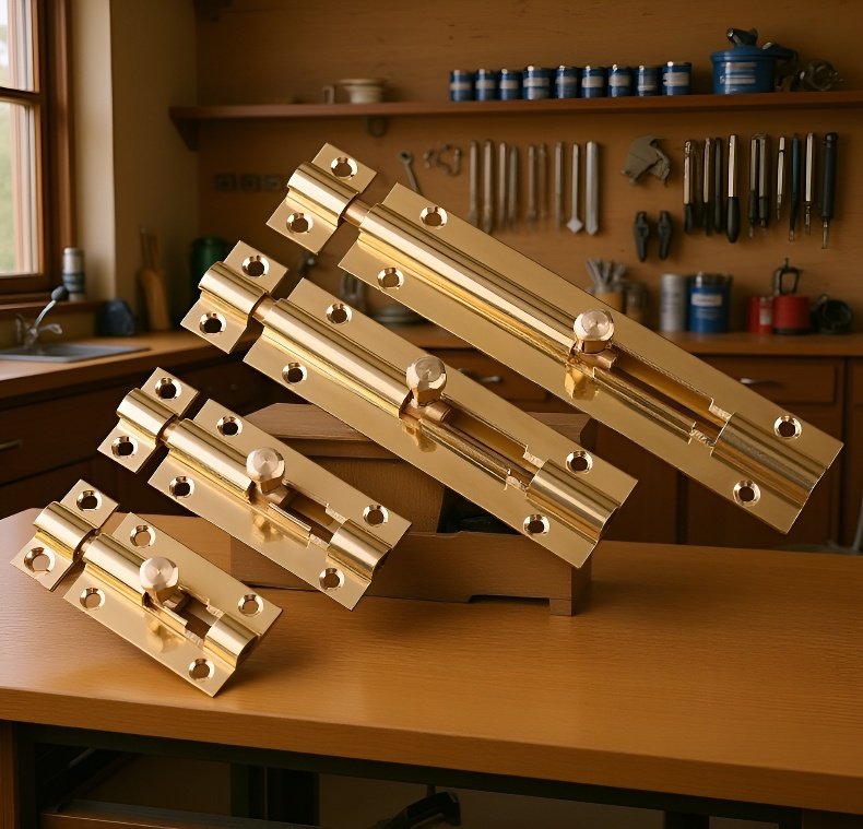 アンティーク調の真鍮差し込み錠アップ画像