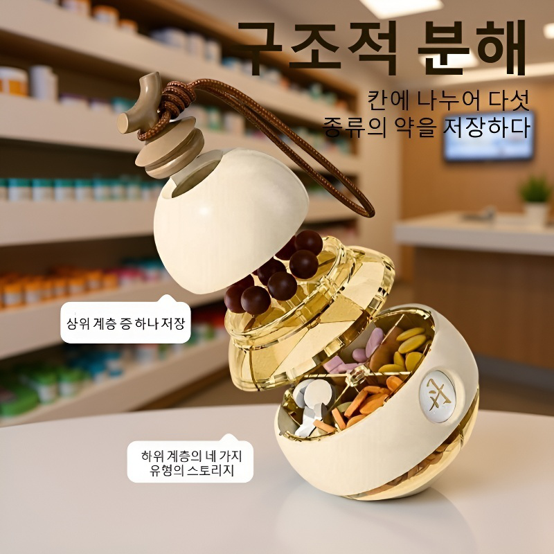 휴대용 이중층 작은 호리병 약통