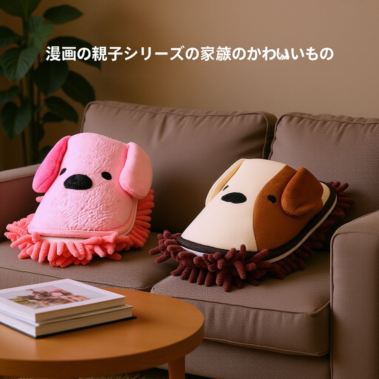かわいいモップスリッパ 冬用室内 キッチン掃除 拆洗可能 静音 家庭用