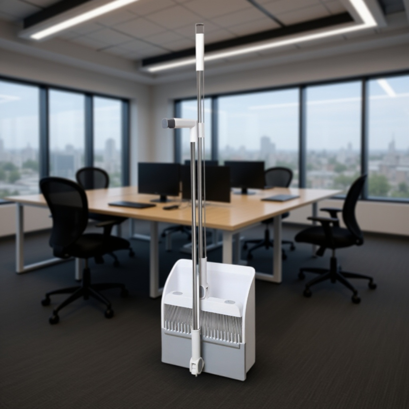 持ちやすいハンドル付きのちりとりとほうき