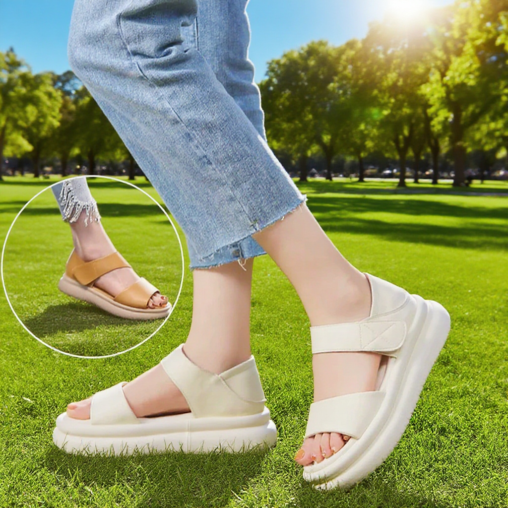 여름 로마 스타일 통굽 샌들 소프트 바닥 패션 비치화