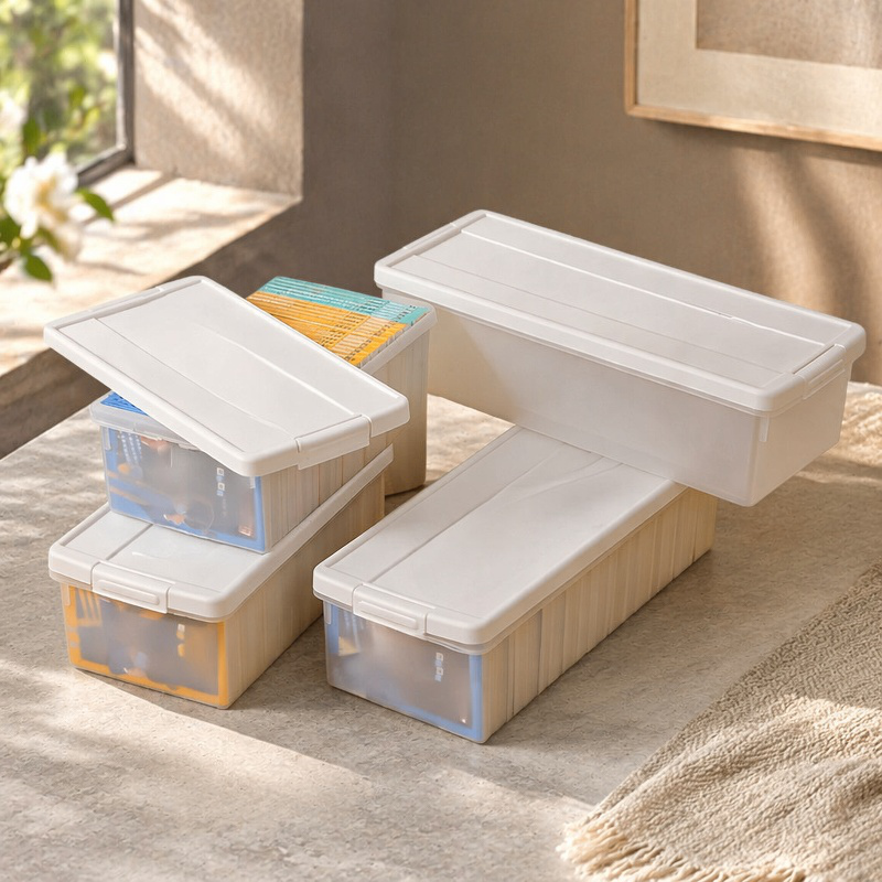 Caja de almacenamiento multifuncional con tapa para snacks, juguetes y objetos varios