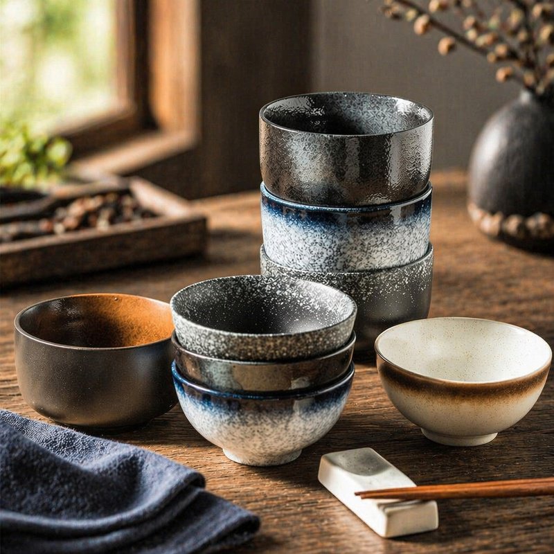 Schlichte japanische Reisschale, kleine Keramikschale für Zuhause, Gewürzschale, Frühstücksschale