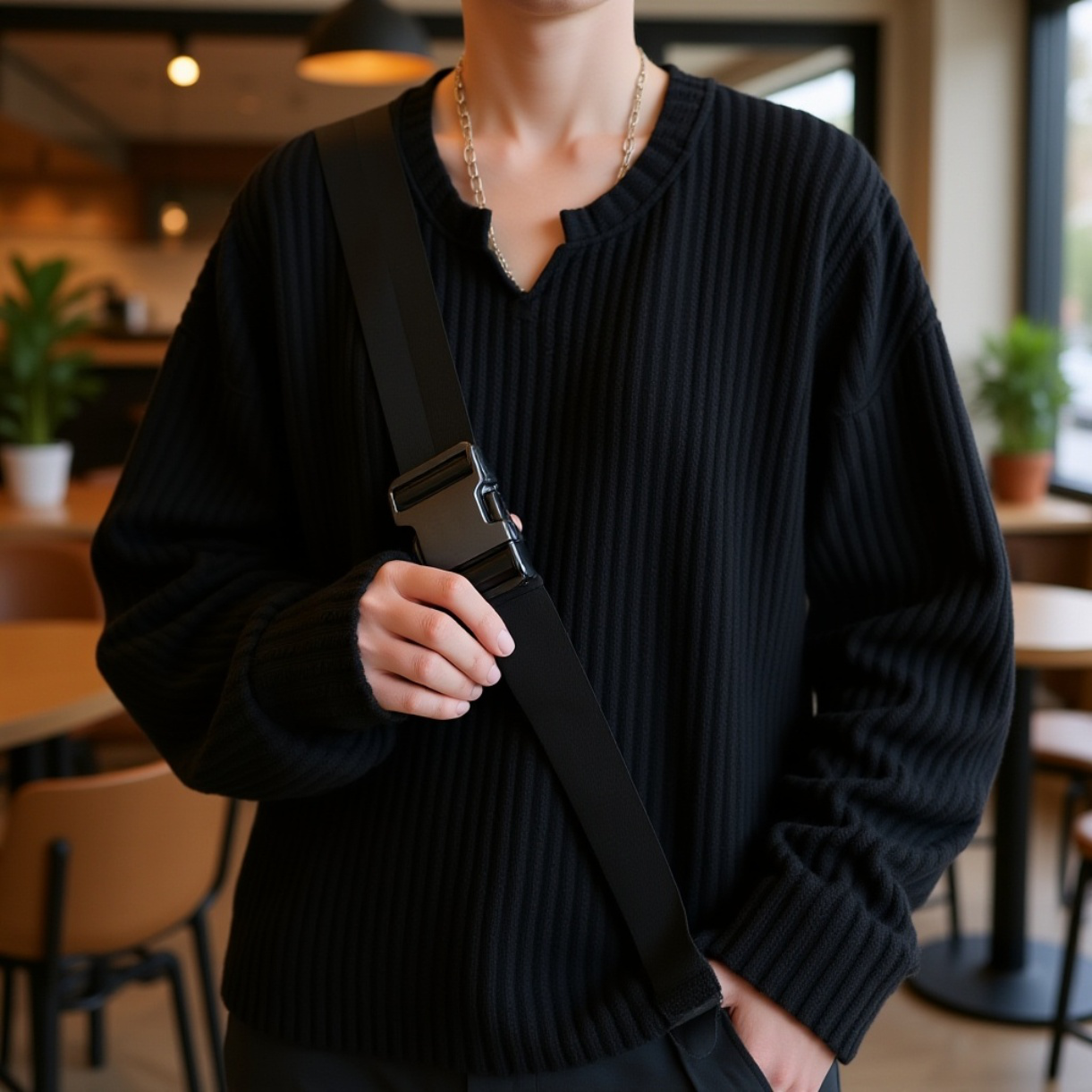 肌感のある長袖Tシャツ メンズ ゆったりインナー ベーシックトップス