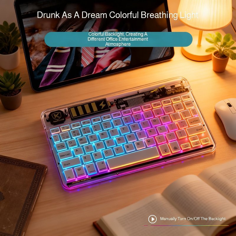 Portable Transparent Ultra-Thin Multi-Mode Seven-Color Backlit Keyboard