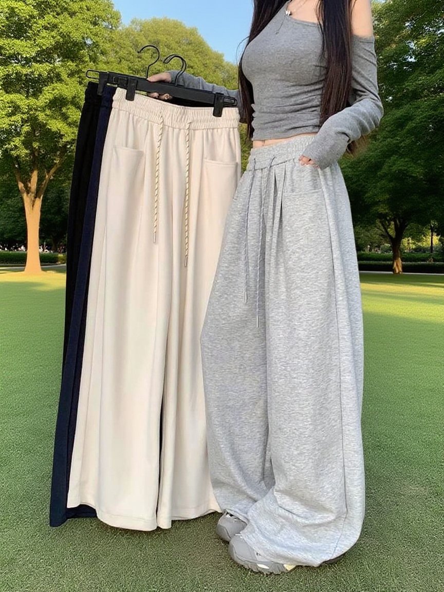 Volné kalhoty na podlahu – detail střihu