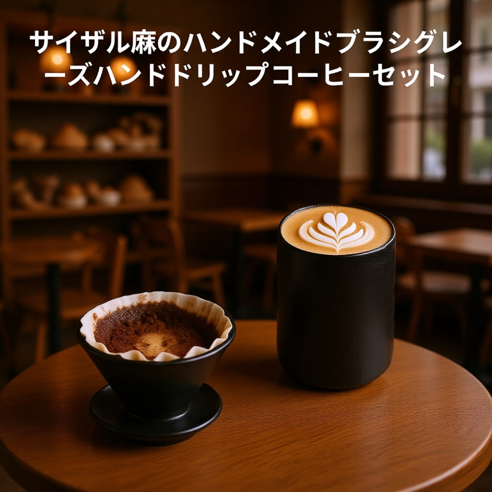一人用手淹れコーヒーカップセット 和風 ドリッパー付き陶器カップ
