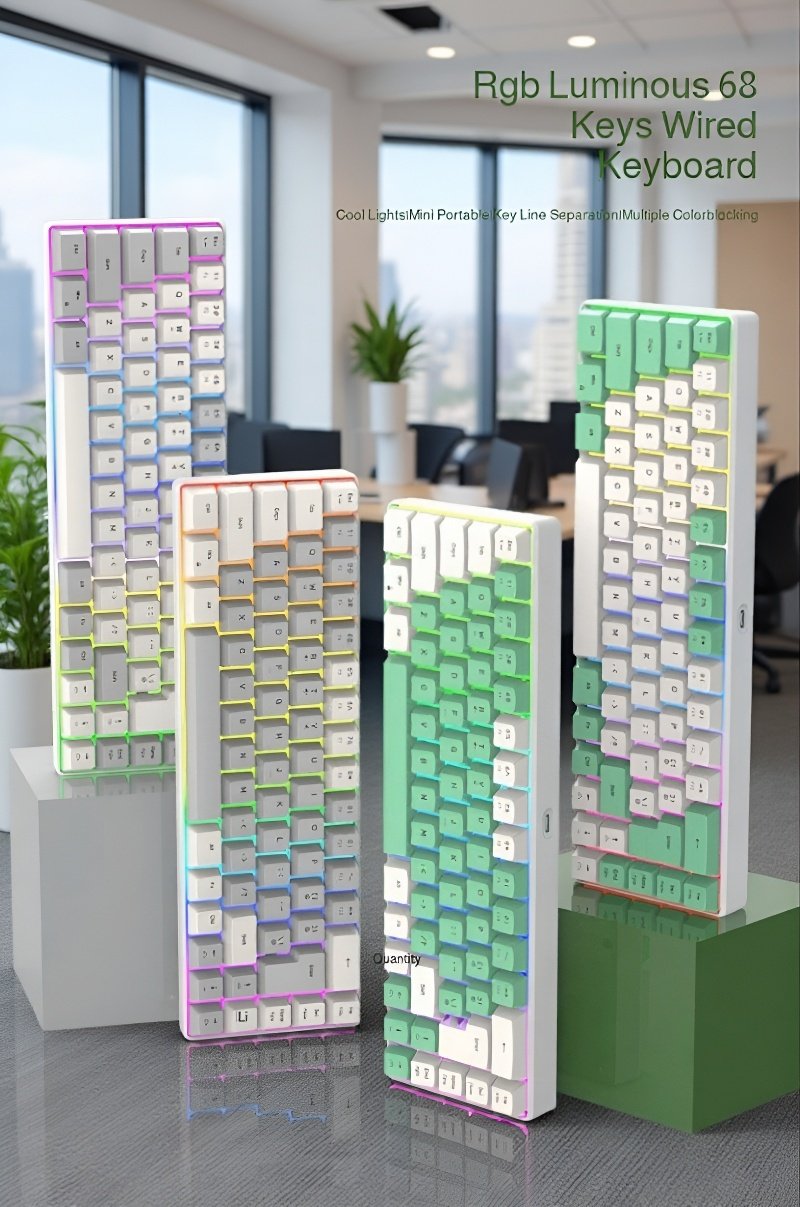 68-Key Dual-Color Wired Keyboard front view