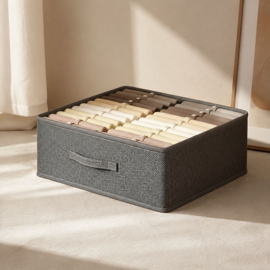 Side angle of the shelf showcasing ample storage space