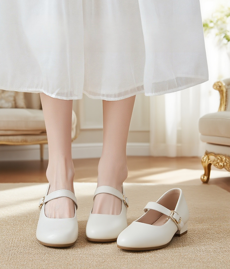 快適な履き心地の一字ベルト付きシューズ