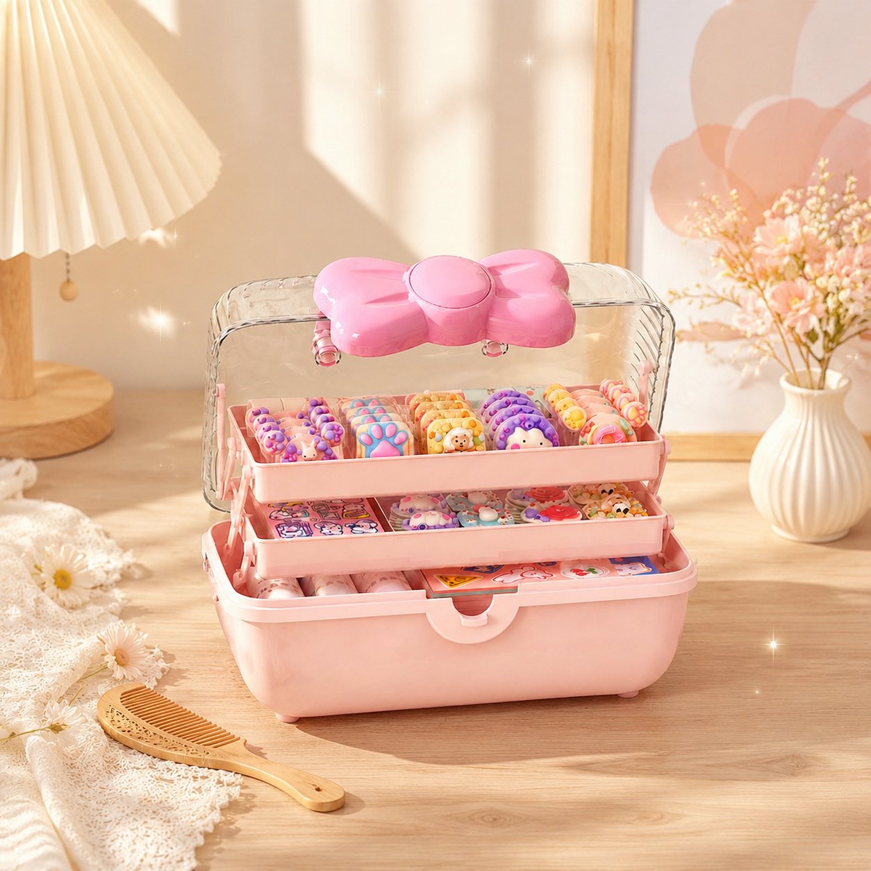 Stackable hair accessory containers for easy storage