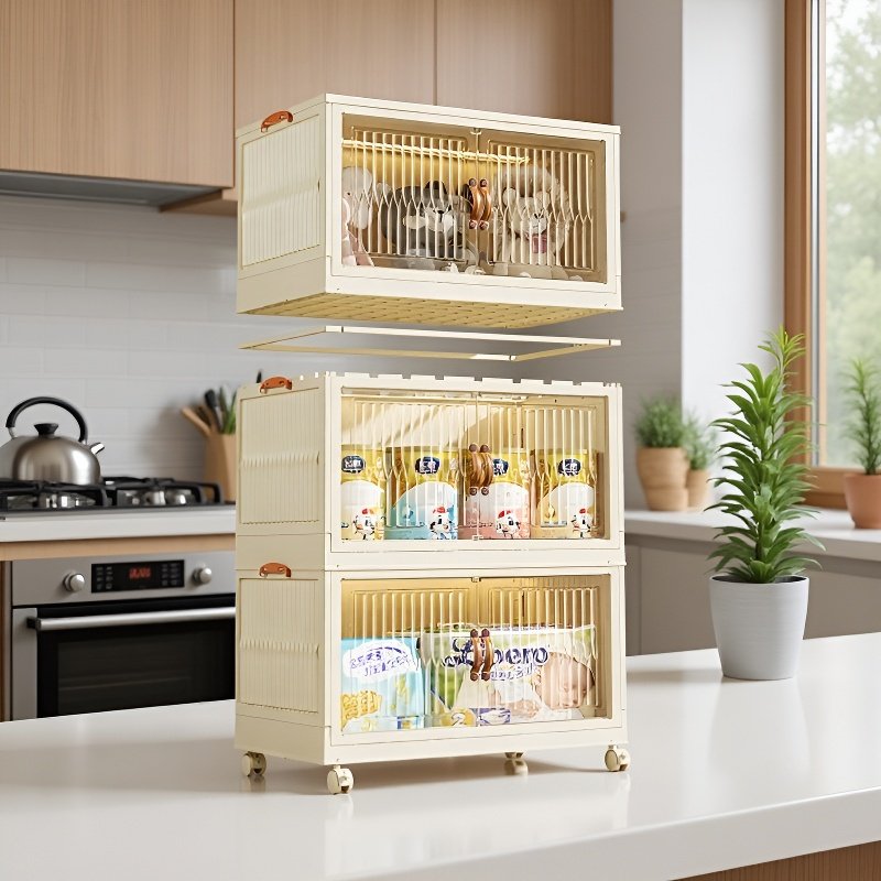 Portable White DIY Foldable Magnetic Plastic Storage Cabinet for Children's Clothes