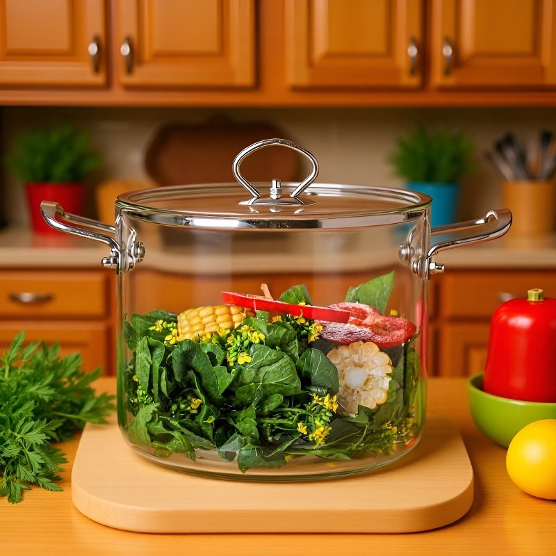 新デザイン耐熱ガラス調理器具セット 手作り陶器と木製ハンドル付き キッチン用品