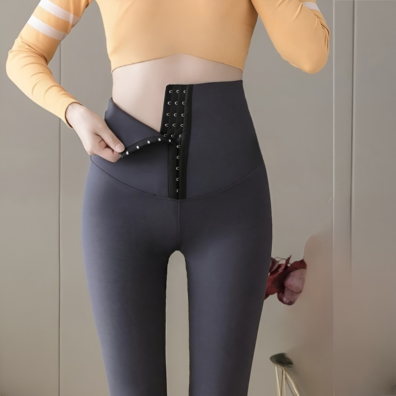 ウエストタックレギンス女性秋冬新作裏起毛シャークスキンレギンス