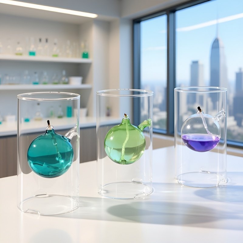 Velas de vidrio alineadas para decoración de bodas