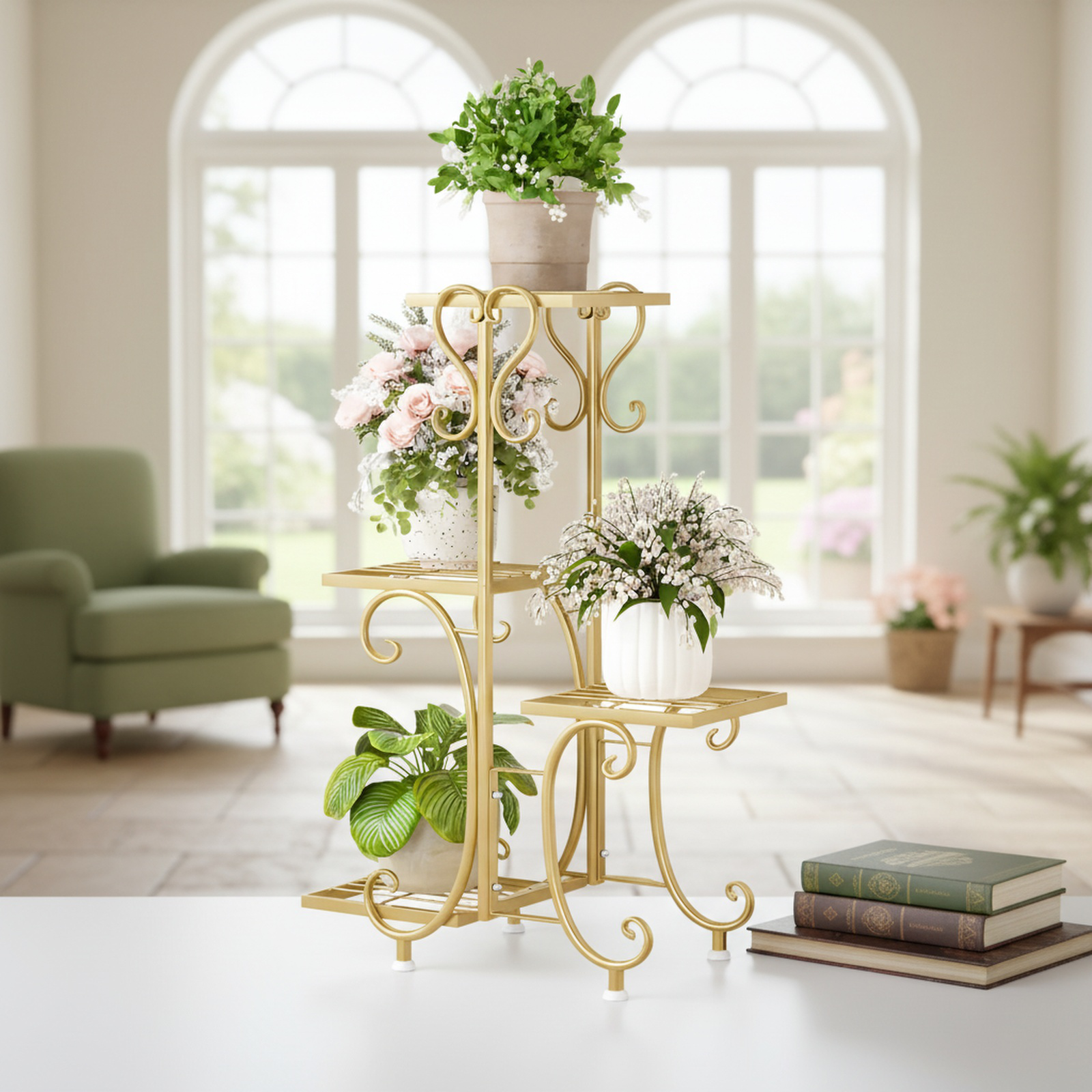 Elegantes Pflanzenregal aus Metall für Garten und Balkon