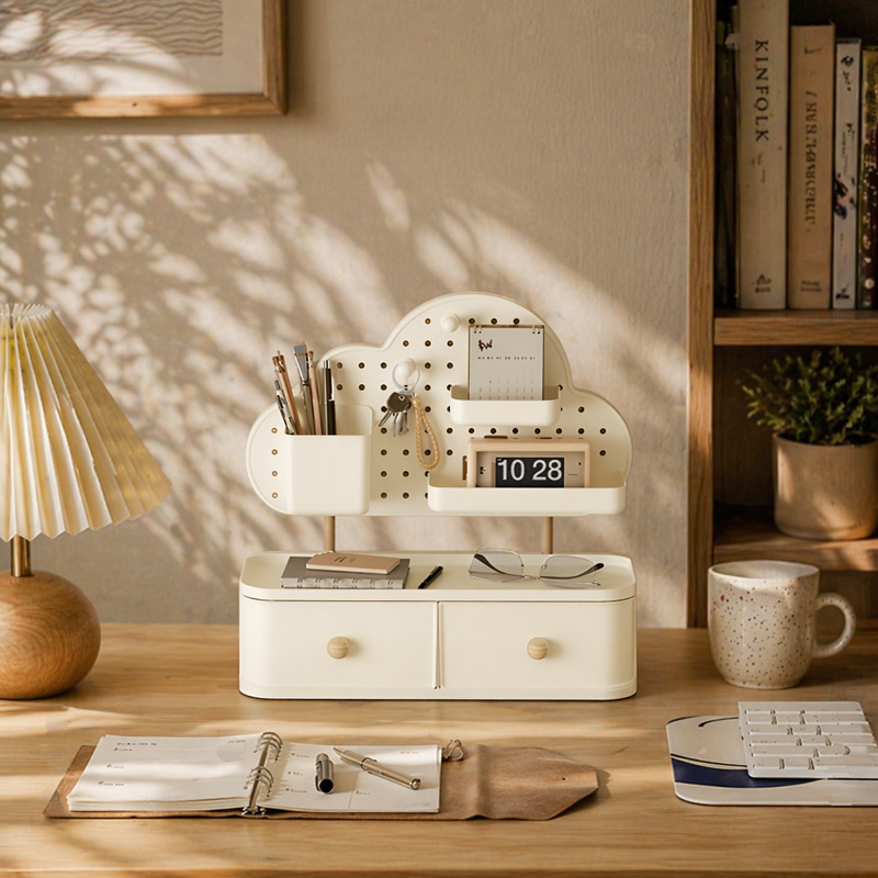 Cloud-shaped desktop storage box with breathable holes