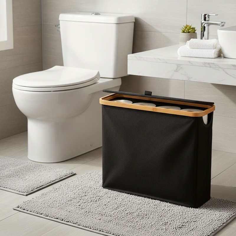 Bathroom Accessories Rack Visual Paper Towel Storage Basket