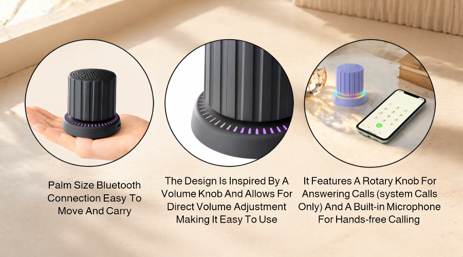 Wireless Bluetooth speaker with magnetic knob in hand