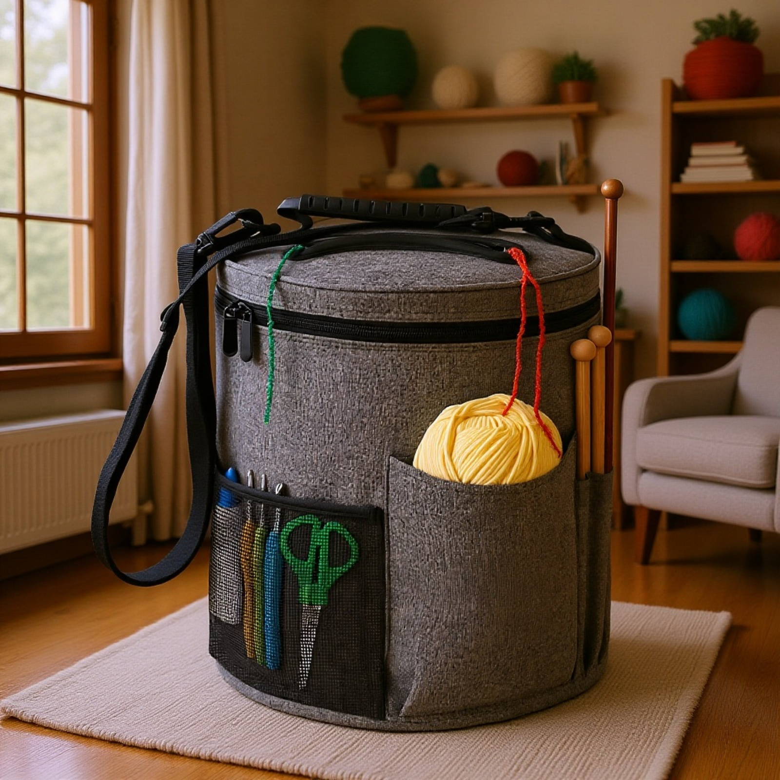 Wool Ball Crochet Storage Bag