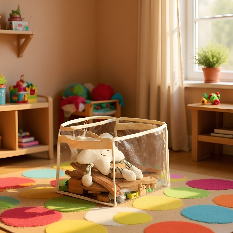 대용량 투명 수납 바구니 장난감 간식 잡동사니 수납 바구니 휴대용 대용량 수납 바구니