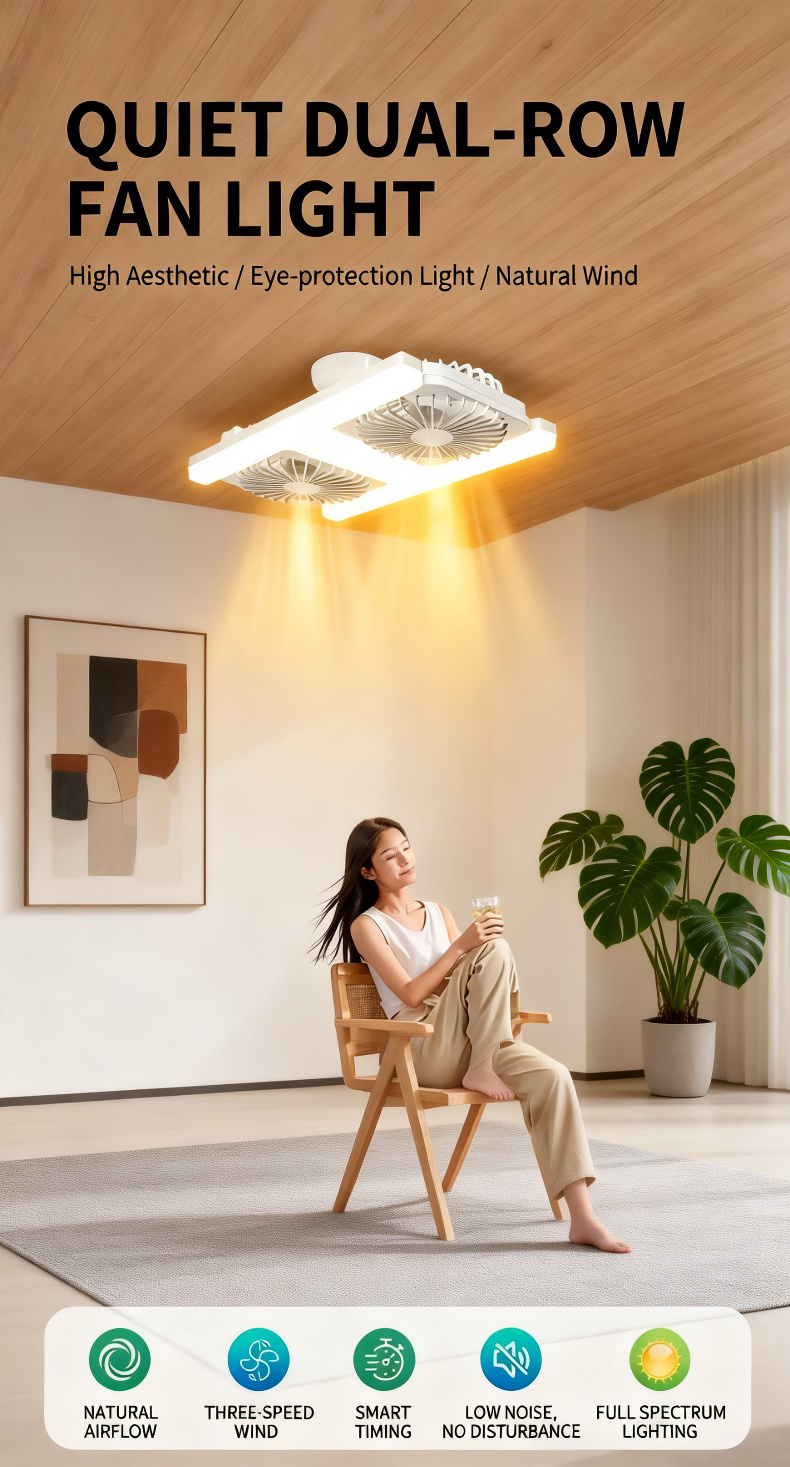 Silent dual-row fan light front view