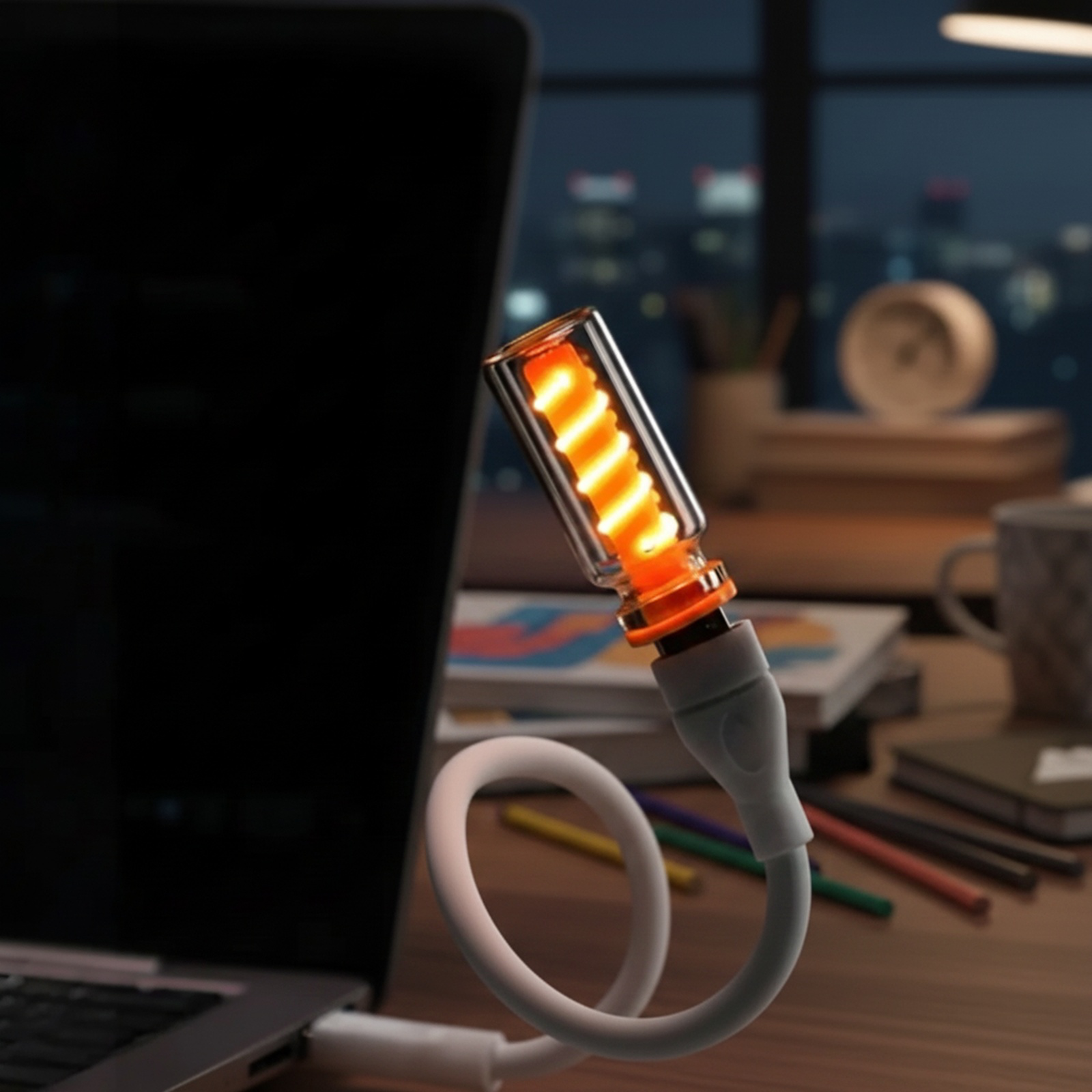 Creative Glass Bottle Night Light, USB Desktop Ambient Decor Lamp