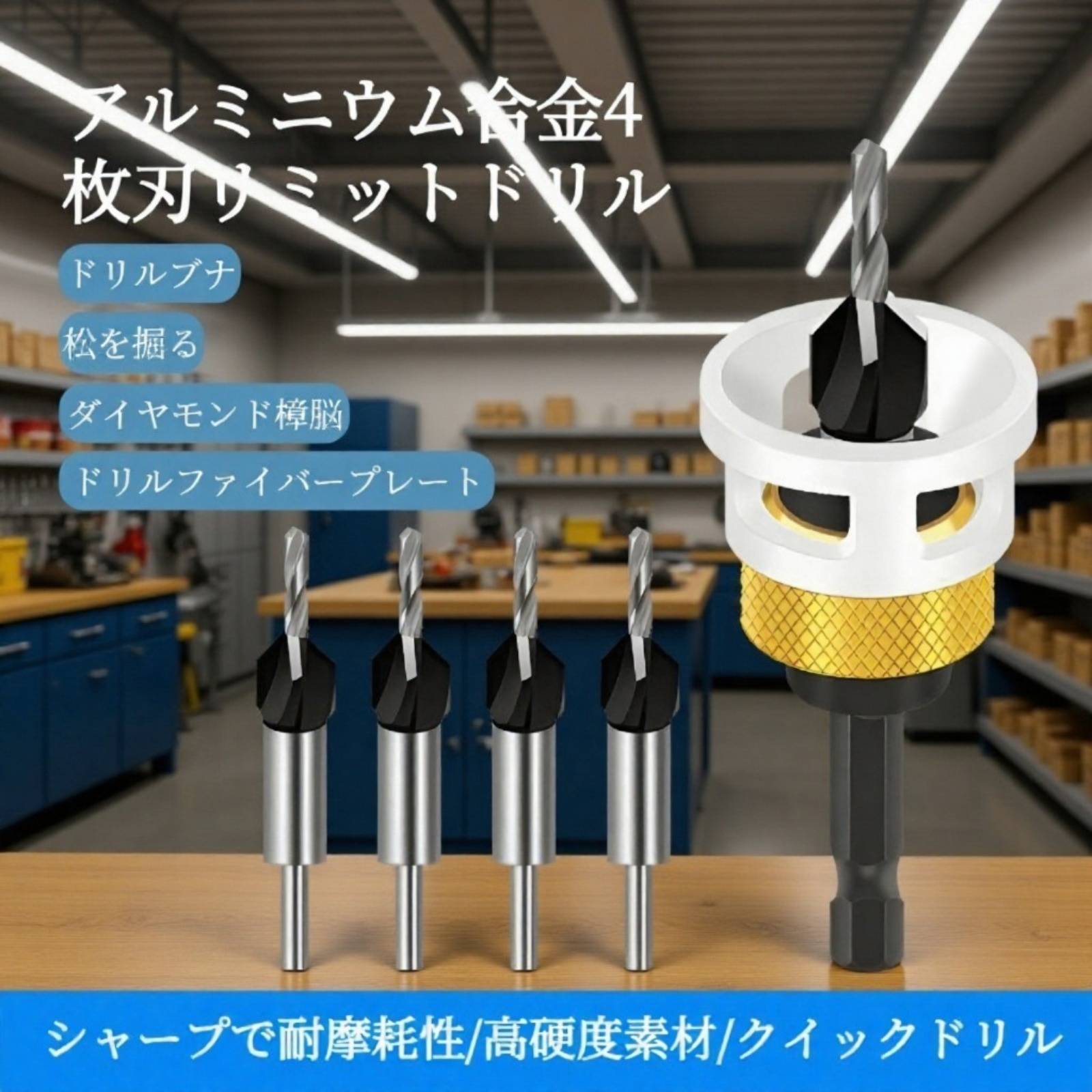 木工用四枚刃沈み穴ドリルビット