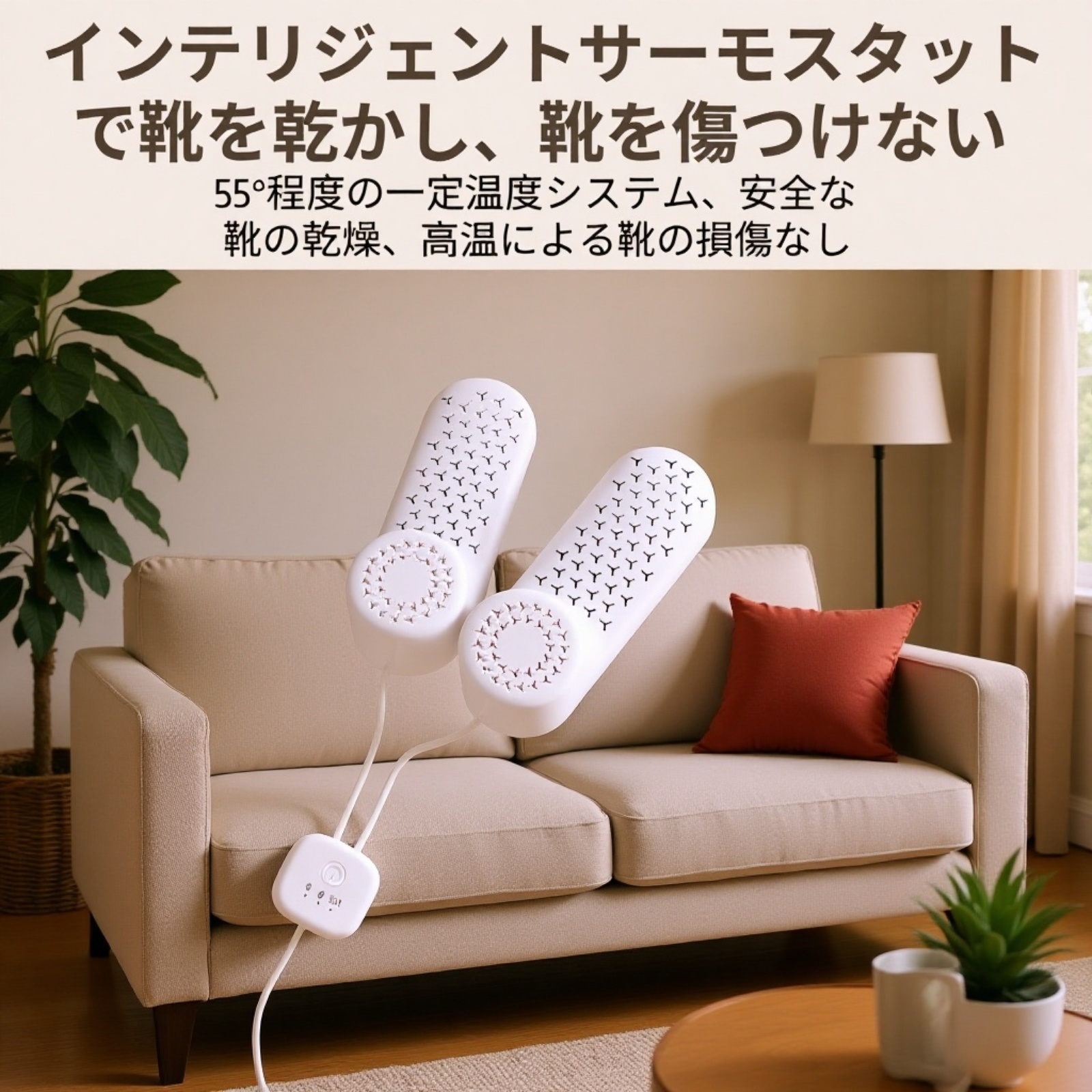 靴消臭機を使った靴の消臭シーン