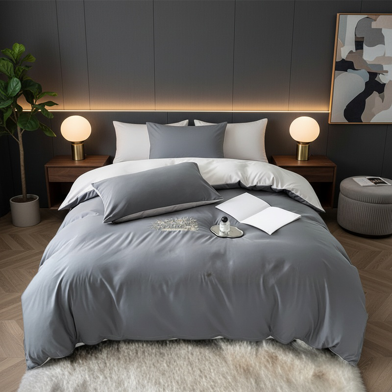 Elegant Embroidered Four-Piece Luxury Bedding Set