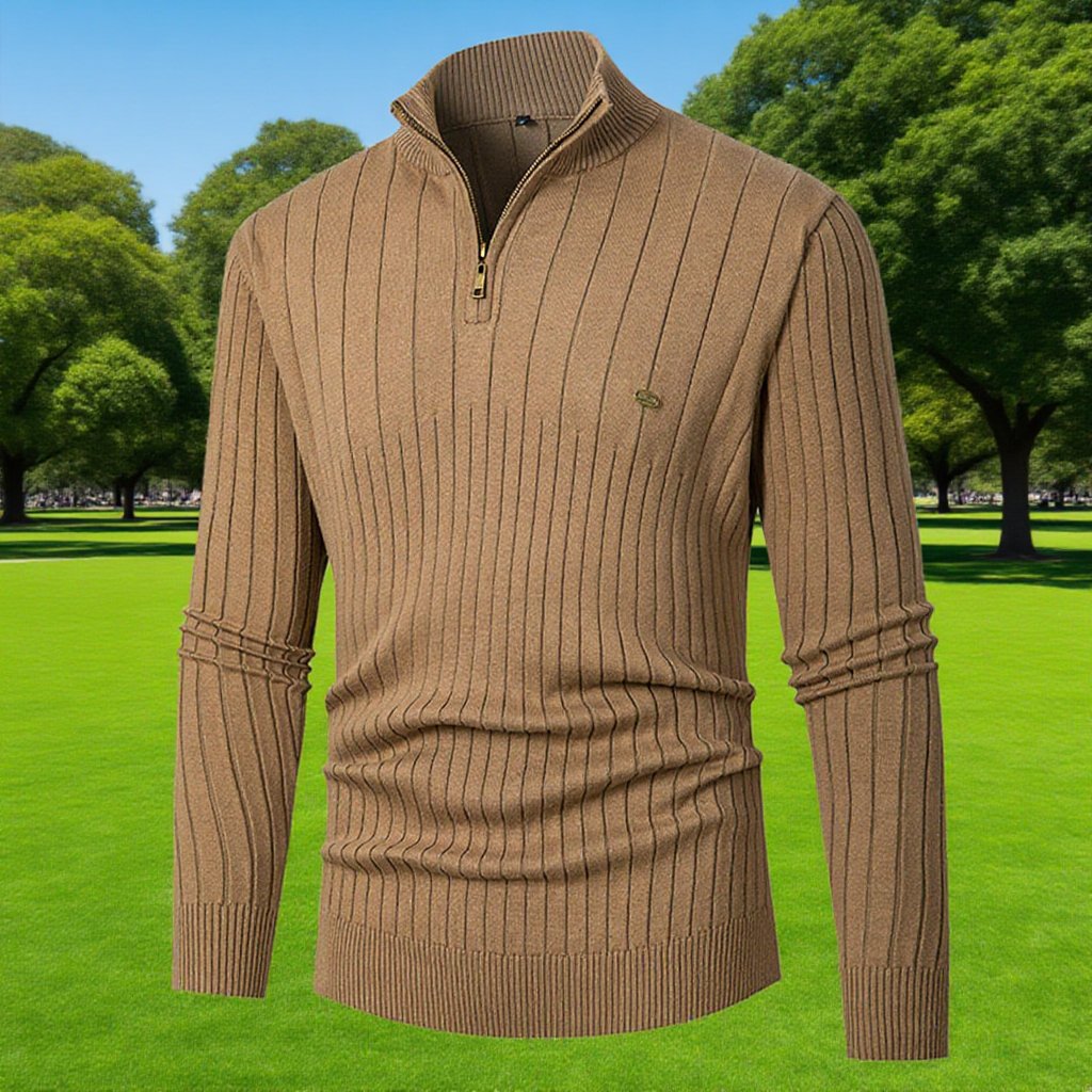 남성 반폴라 집업 니트 긴팔 솔리드 풀오버