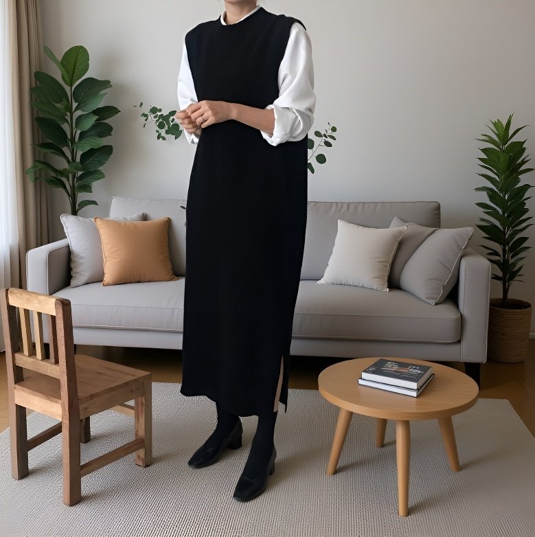 베스트 롱 니트 스커트 여성 카디건 원피스 니트 원피스