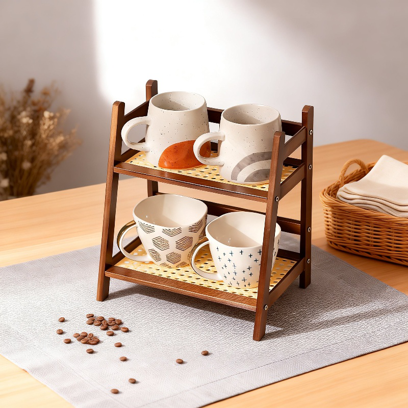 A8Lコーヒーカップラック 茶器収納 排水トレイ デスクトップ整理ラック