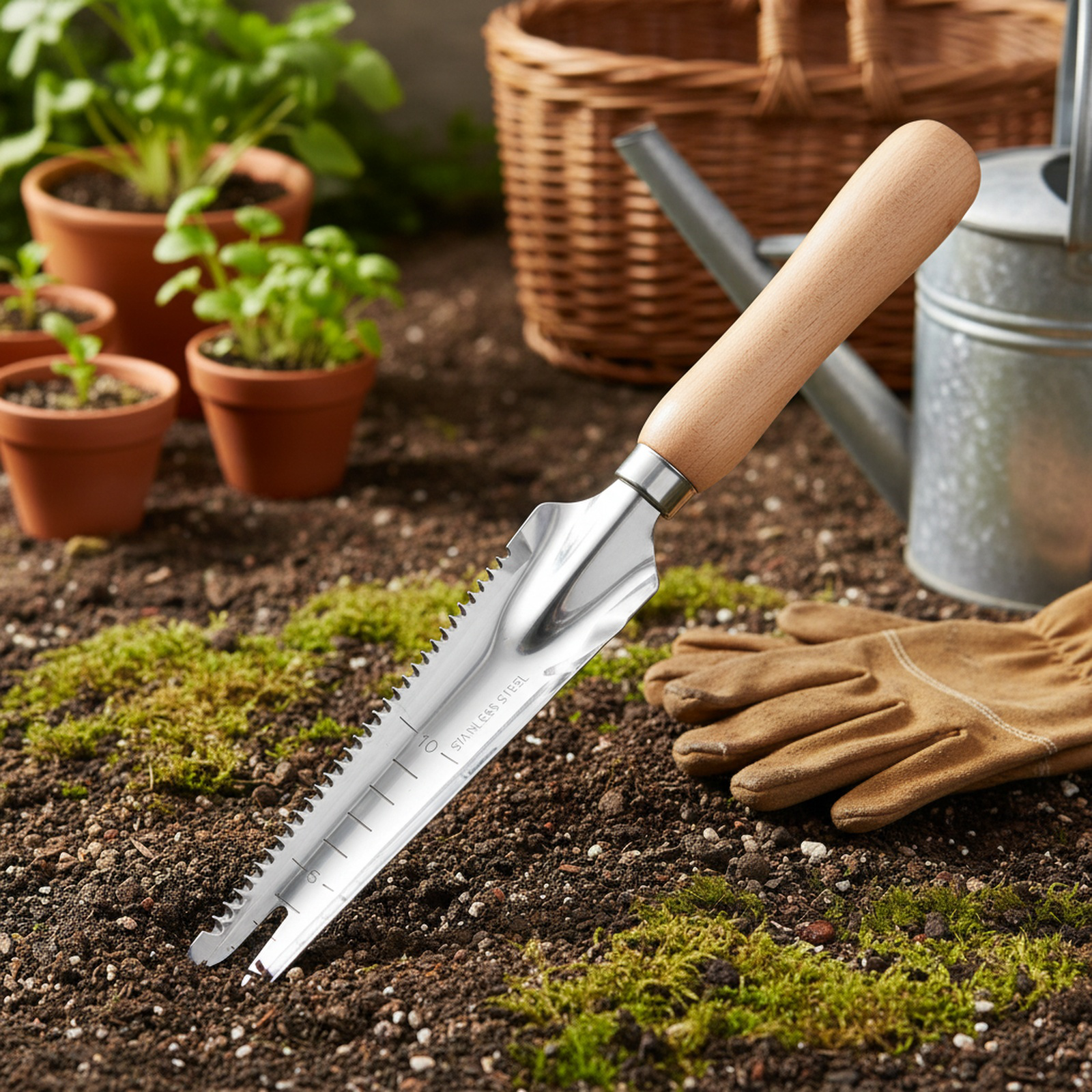 Hand-held trumpet weeding tool for garden maintenance