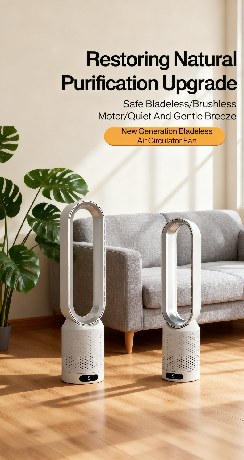 Bladeless Air Conditioner Fan in modern living room