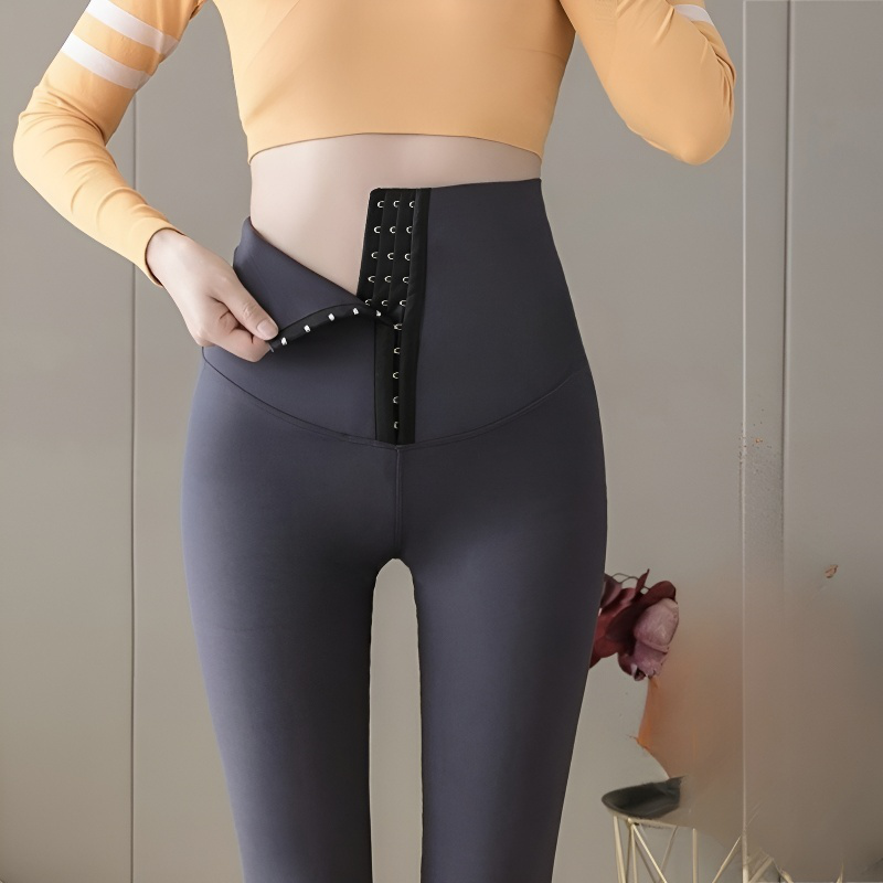 ウエストタックレギンス女性秋冬新作裏起毛シャークスキンレギンス