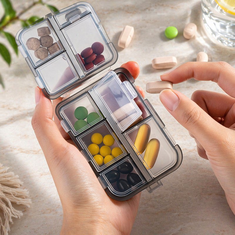 Portable Transparent 10-Grid Sealed Pill Box