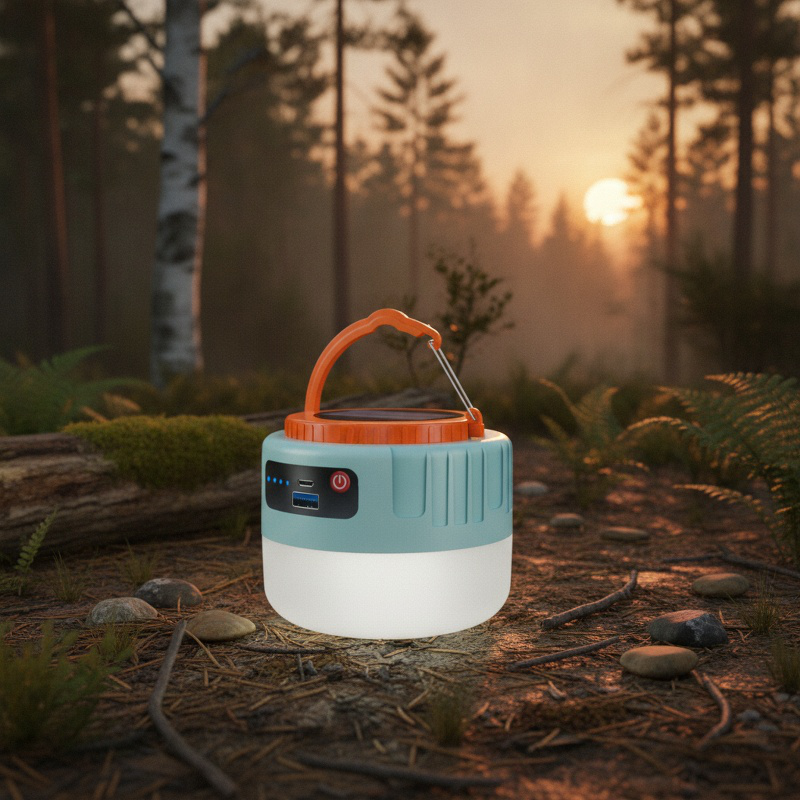 Lámpara LED con carga solar para actividades al aire libre