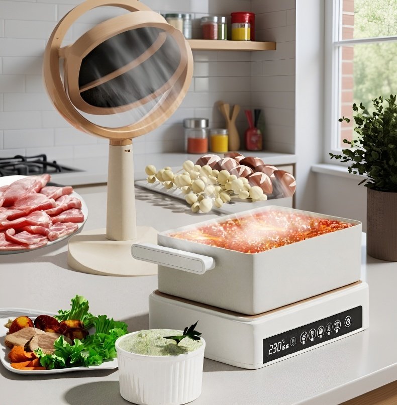 Sleek white mini range hood matches any decor