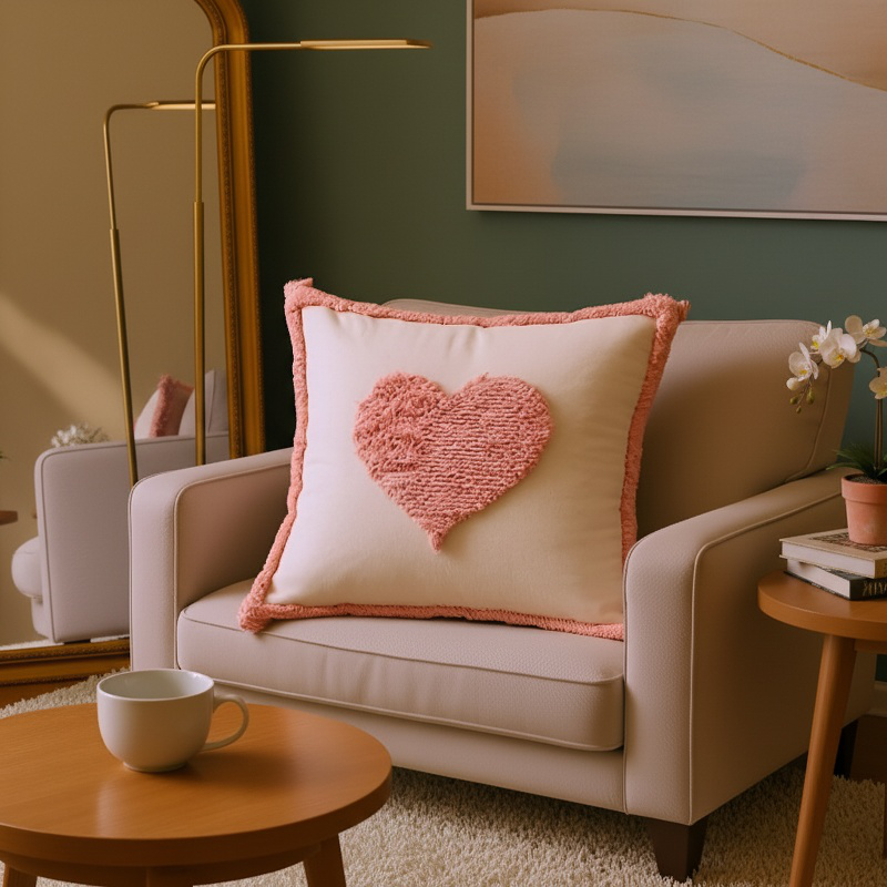 Coussin rose en tissu tufté Sinyoo pour canapé et chaise de bureau, 45x45cm