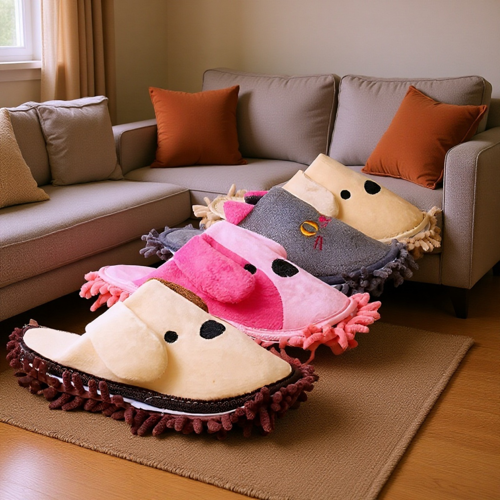 かわいい冬用モップスリッパの全体写真