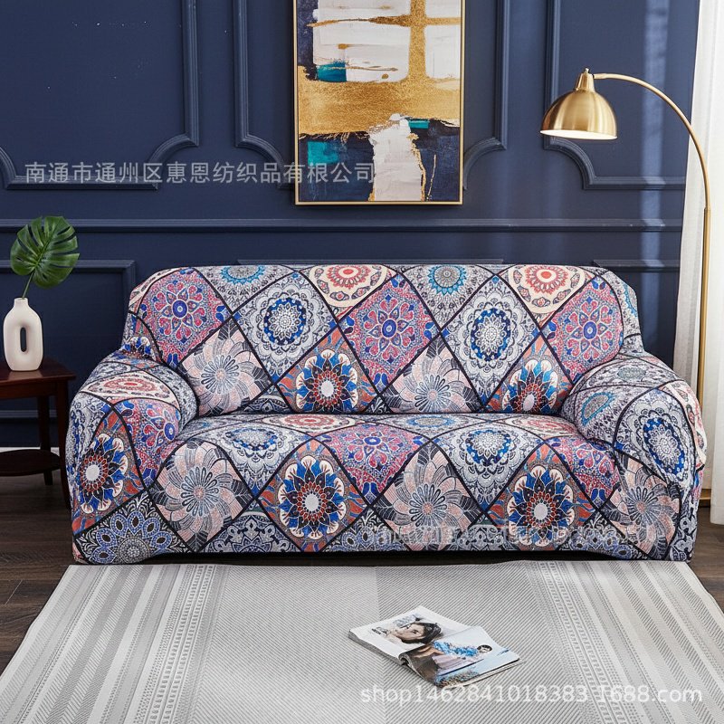 Easy to install sofa protector with bohemian pattern