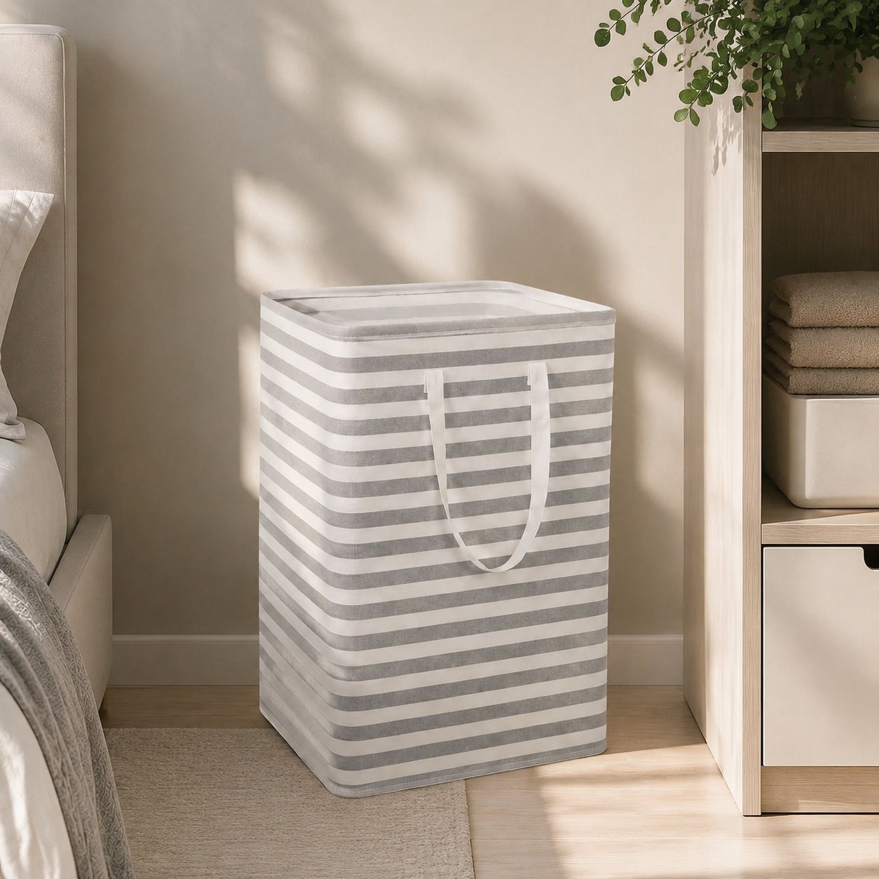 Stylish storage basket with yoga mats inside