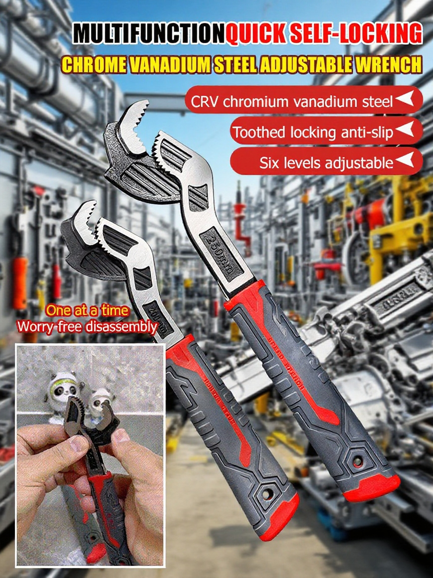 Multifunctional quick self-locking adjustable wrench