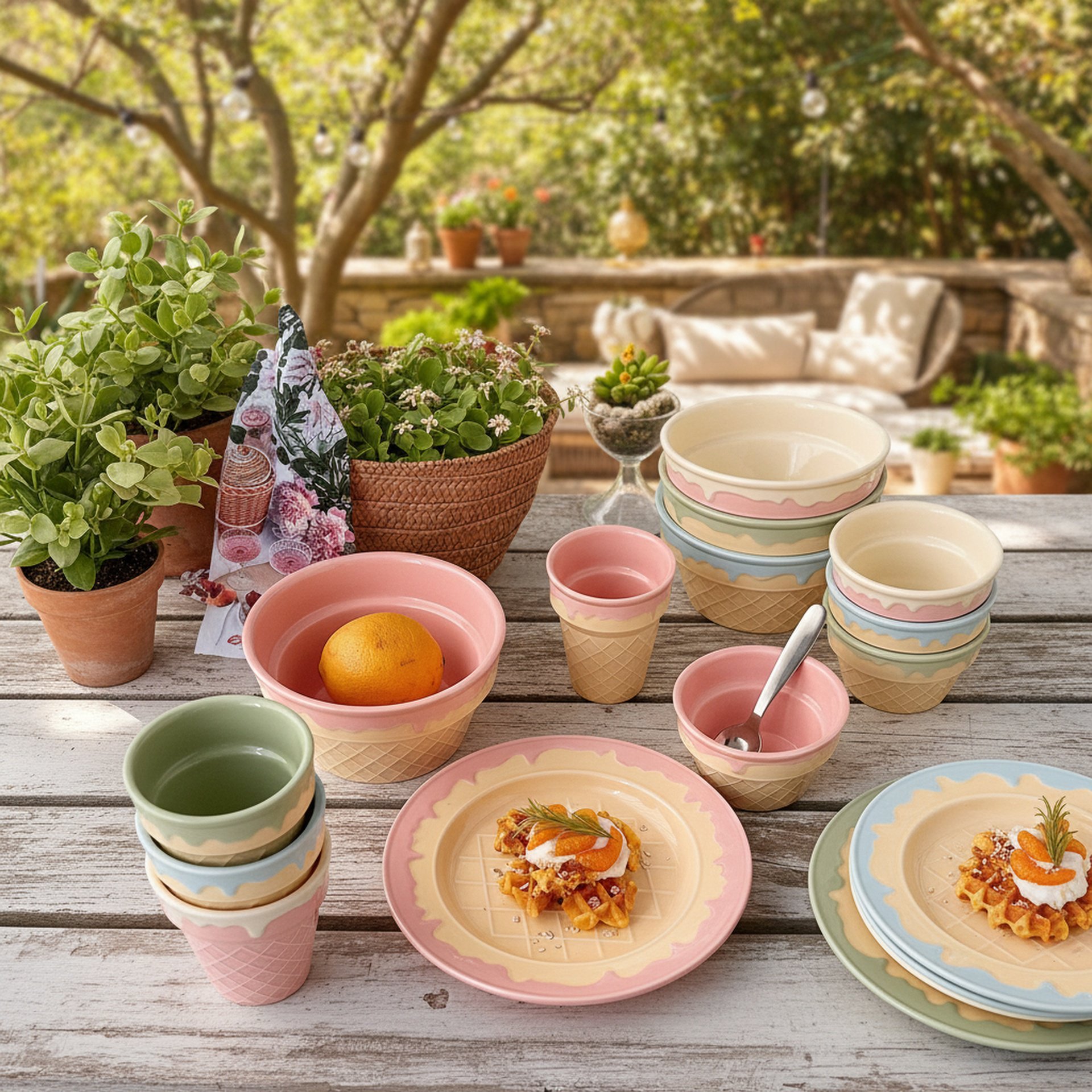Cute Ice Cream Ceramic Dinnerware Set - Complete Collection