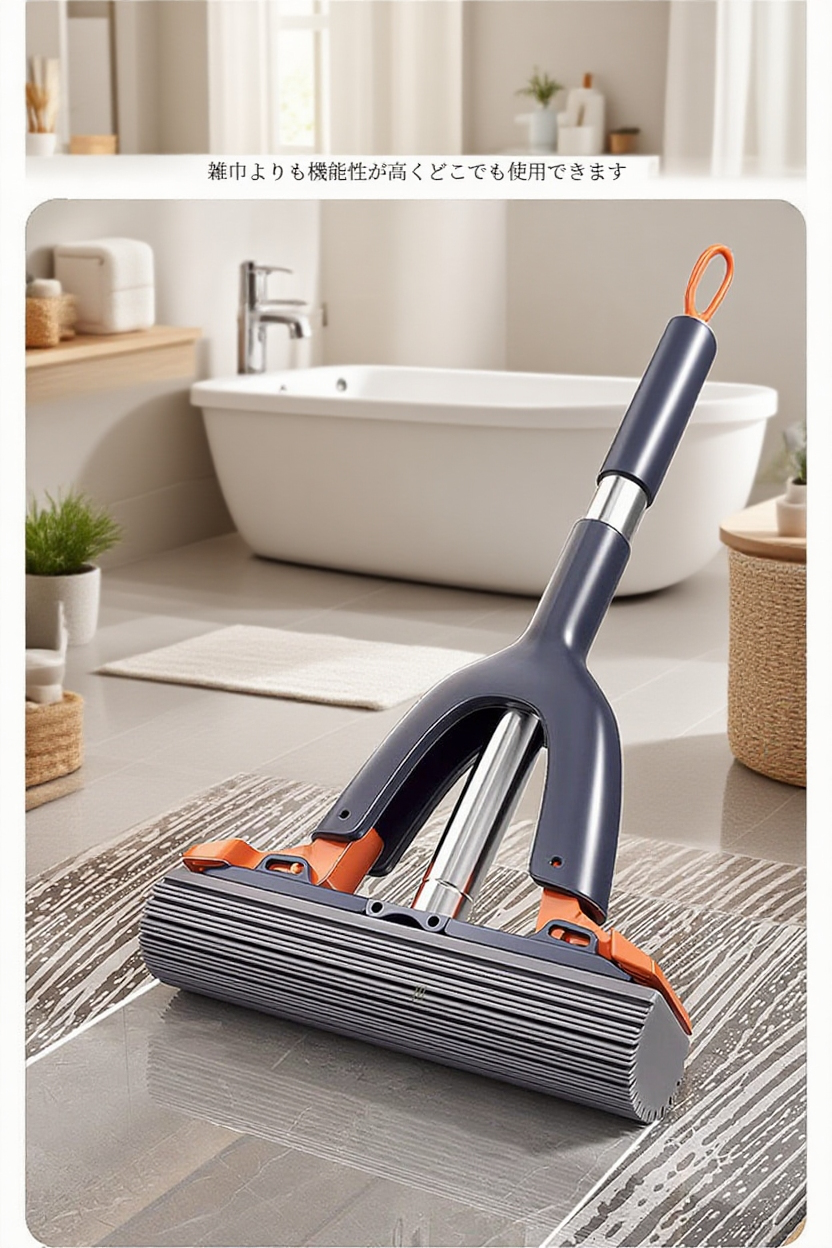 手洗い不要のミニモップの使用シーン