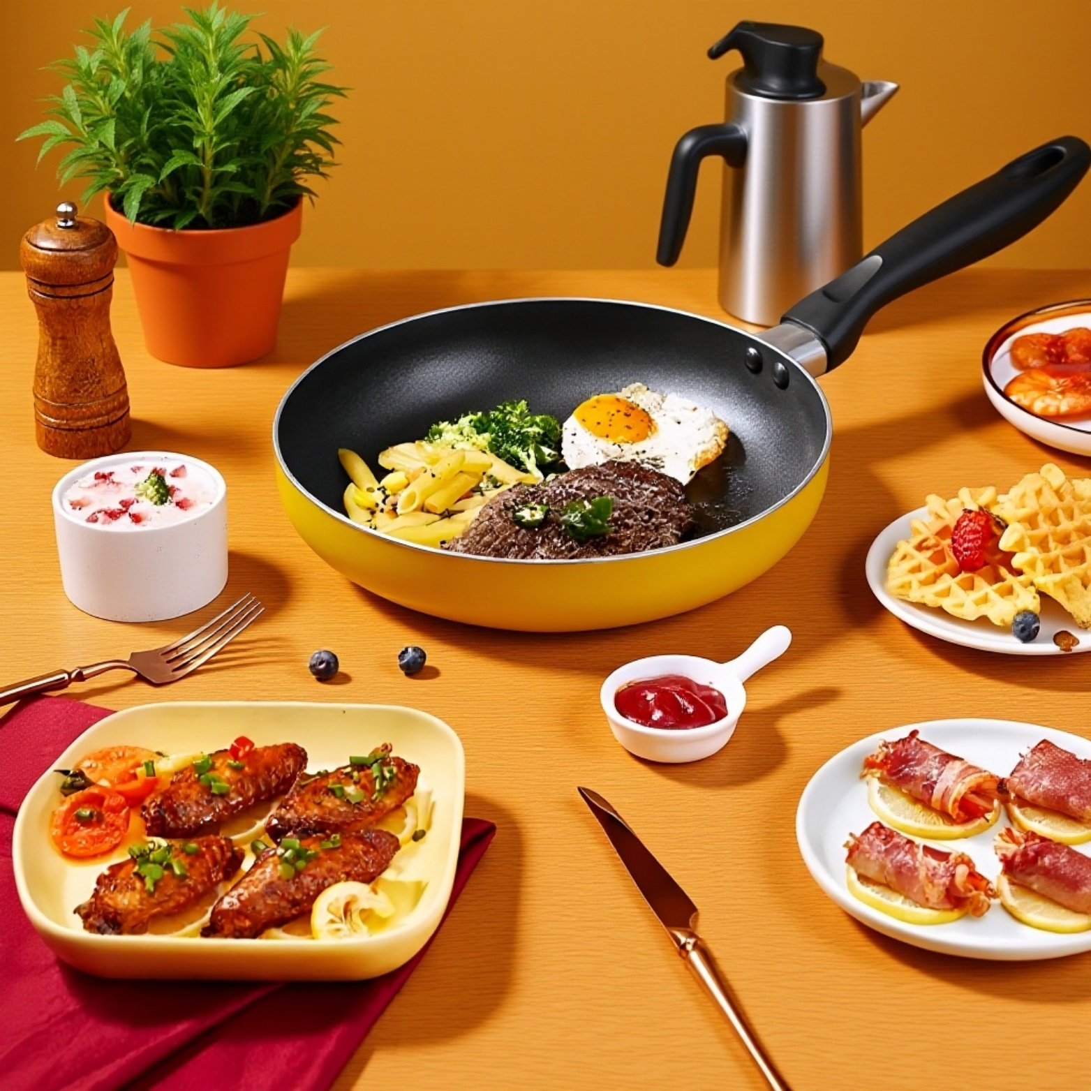 フライパン、ノンスティックパン、フライパン、ステーキロースト、油を使わない電磁調理器、ガスコンロ、万能鍋